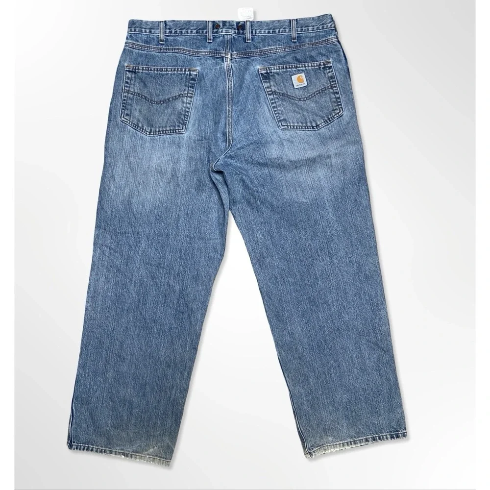 Vintage Carhartt Jeans Loose Baggy Fit Wide Leg Men's 40x32 Blue Denim Workwear